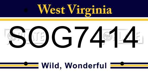 SOG7414 West Virginia License Plate