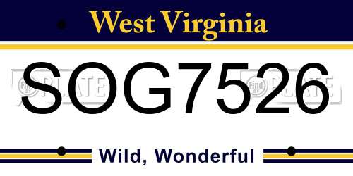 SOG7526 West Virginia License Plate