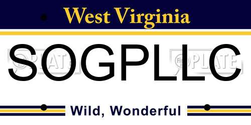 SOGPLLC West Virginia License Plate