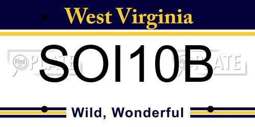 SOI10B West Virginia License Plate