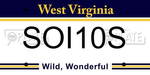 SOI10S West Virginia License Plate