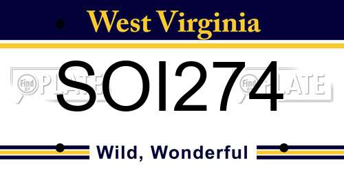 SOI274 West Virginia License Plate