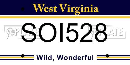 SOI528 West Virginia License Plate