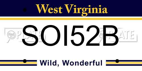 SOI52B West Virginia License Plate