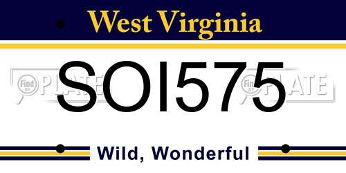 SOI575 West Virginia License Plate