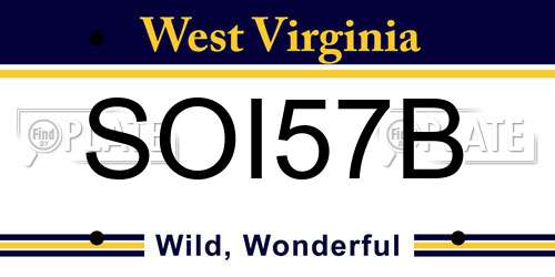 SOI57B West Virginia License Plate
