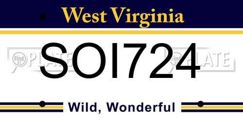 SOI724 West Virginia License Plate