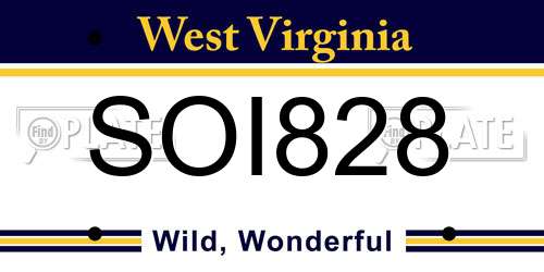 SOI828 West Virginia License Plate