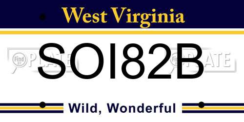 SOI82B West Virginia License Plate