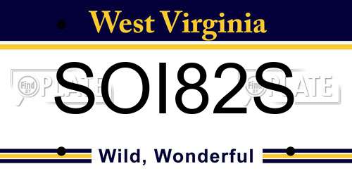 SOI82S West Virginia License Plate