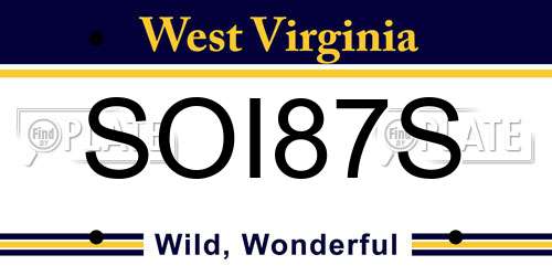 SOI87S West Virginia License Plate