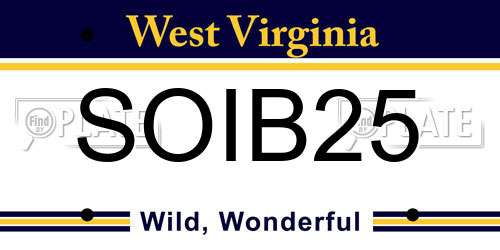 SOIB25 West Virginia License Plate