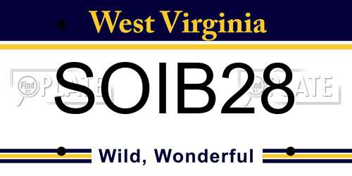 SOIB28 West Virginia License Plate
