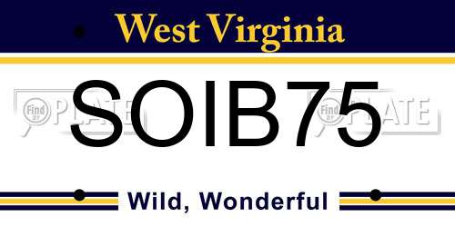 SOIB75 West Virginia License Plate