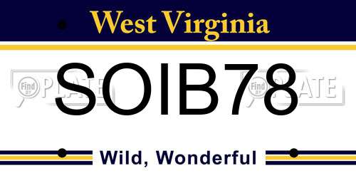 SOIB78 West Virginia License Plate