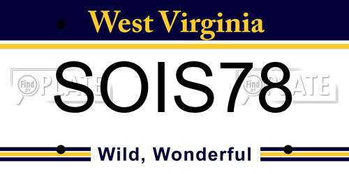 SOIS78 West Virginia License Plate