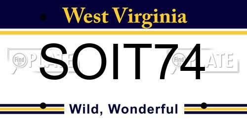 SOIT74 West Virginia License Plate