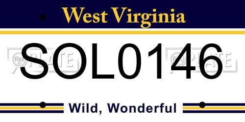 SOL0146 West Virginia License Plate