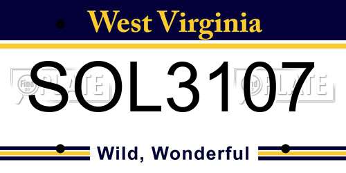 SOL3107 West Virginia License Plate