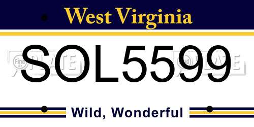 SOL5599 West Virginia License Plate