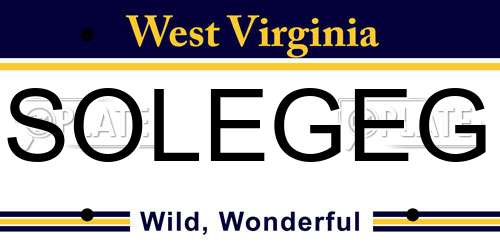 SOLEGEG West Virginia License Plate
