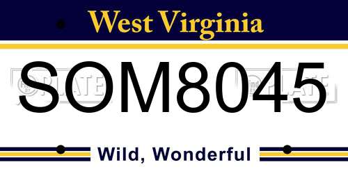 SOM8045 West Virginia License Plate