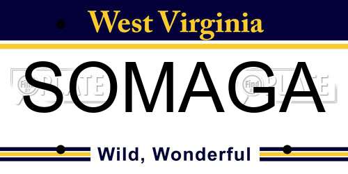 SOMAGA West Virginia License Plate