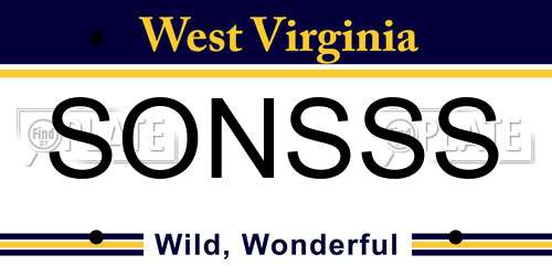 SONSSS West Virginia License Plate