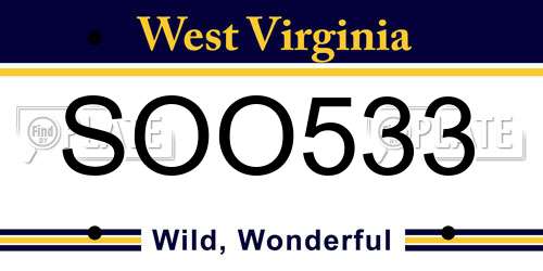 SOO533 West Virginia License Plate