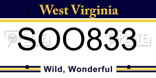 SOO833 West Virginia License Plate