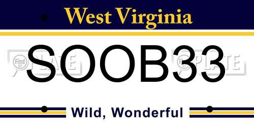 SOOB33 West Virginia License Plate