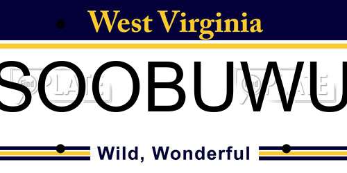 SOOBUWU West Virginia License Plate