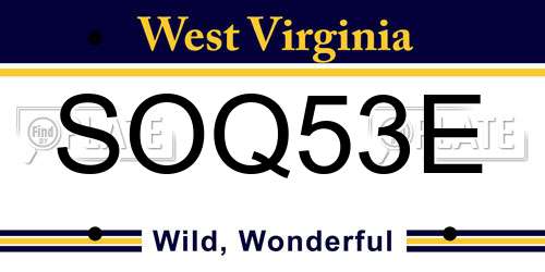 SOQ53E West Virginia License Plate