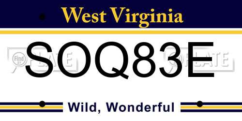 SOQ83E West Virginia License Plate