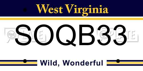 SOQB33 West Virginia License Plate