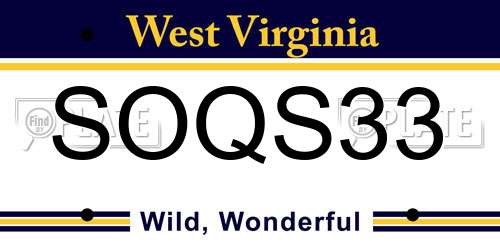 SOQS33 West Virginia License Plate