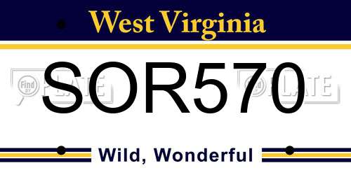 SOR570 West Virginia License Plate