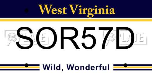 SOR57D West Virginia License Plate