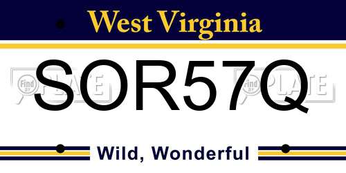 SOR57Q West Virginia License Plate