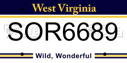 SOR6689 West Virginia License Plate