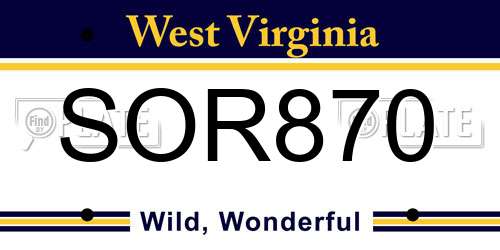 SOR870 West Virginia License Plate
