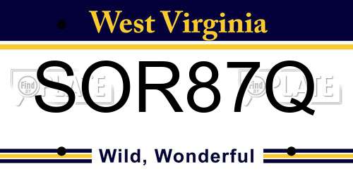 SOR87Q West Virginia License Plate