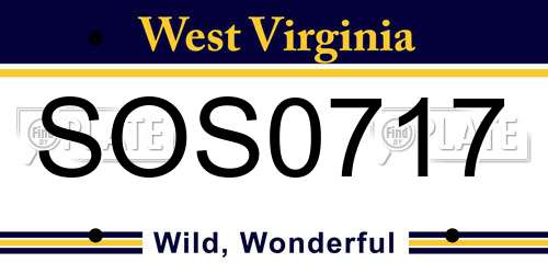 SOS0717 West Virginia License Plate