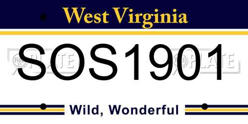 SOS1901 West Virginia License Plate
