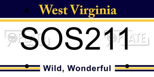 SOS211 West Virginia License Plate