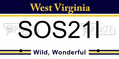 SOS21I West Virginia License Plate