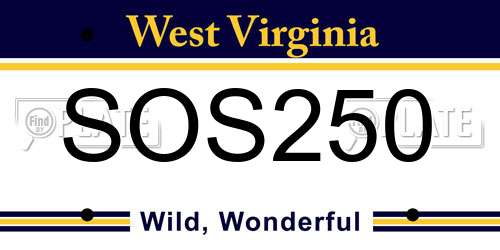 SOS250 West Virginia License Plate