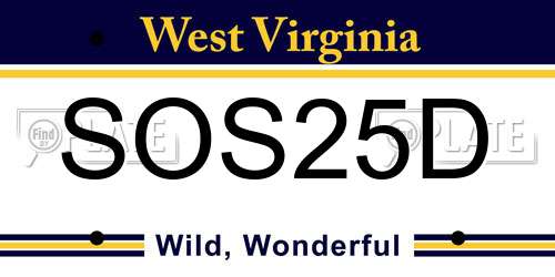 SOS25D West Virginia License Plate