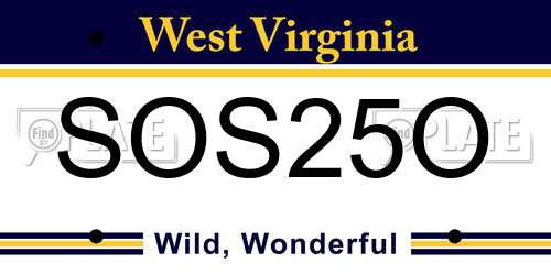 SOS25O West Virginia License Plate