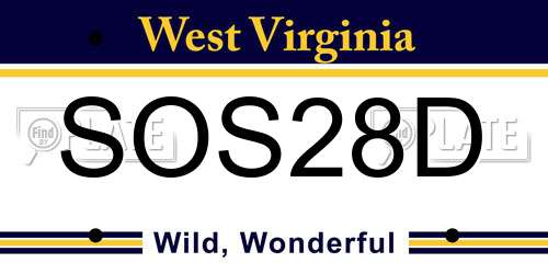 SOS28D West Virginia License Plate